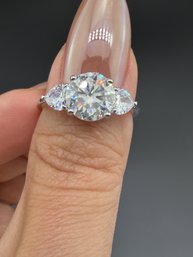 Brand New Moissanite Ring With GRA Certificate  Solid 925 Sterling Silver, 18K Gold Plated, Size 8 , 4 CT