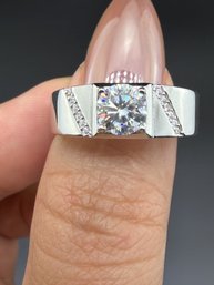 Brand New Moissanite Ring With GRA Certificate  Solid 925 Sterling Silver, 18K Gold Plated, Size 10 Men, 1 CT
