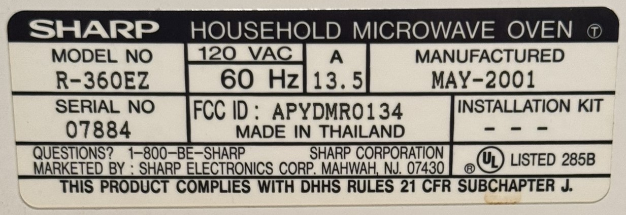 Sharp Model # R-360EZ Microwave Oven - (BT) #38893 | Auctionninja.com