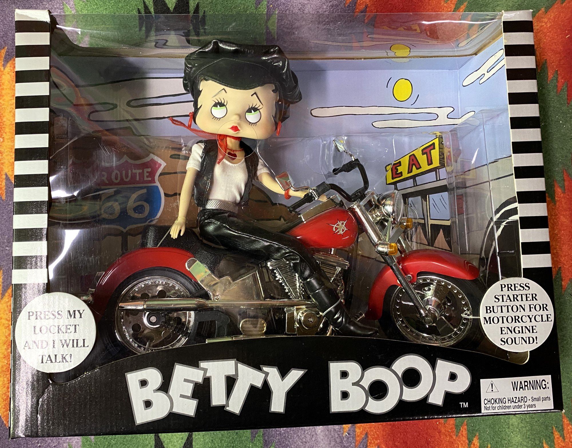Vintage Talking Betty Boop Biker Doll And Motorcycle Collectible