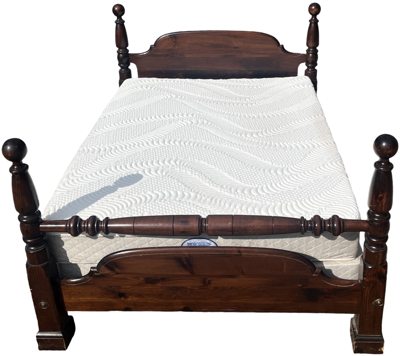 Vintage Wood Queen Size Frame, Boxspring & Mattress - (C1) #33842 ...