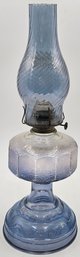 Vintage Blue Glass Oil Lamp - (BR2)