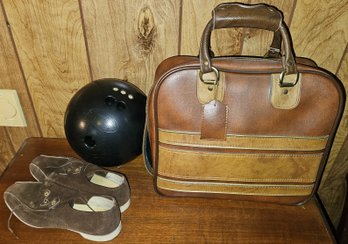 Vintage Bowlers Bundle With Shoes, Ball, & Bag - (BT)