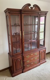 Mid Century Harden Solid Cherry Queen Anne Breakfront China Cabinet