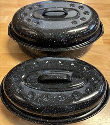 Set Of 2 Enamel Roasters   - (K1)