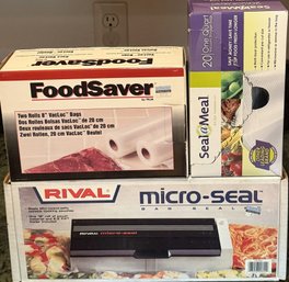 3 Food Vacuum Sealing Products: Food Saver, Seal-a-Meal And Rival Micro-Seal Bag - (B534)(K8)