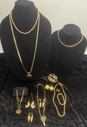 Goldtone Jewelry Bundle With Necklaces, Bracelets And Earrings (K8.BTB)