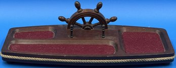 Vintage Swank Made In Japan Ship Wheel Desk/Dresser Caddy - (s3)