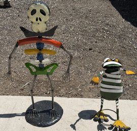 Lot Of 2 Handcrafted Halloween Metal Yard Sculptures - (B80)(G)