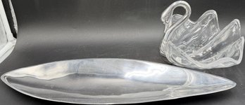 Vintage Nambe Silver Tone Platter With Decorative Clam Shaped Dish (K61.P2)