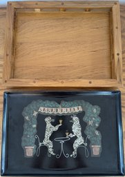 Vintage Couroc Of Monterey Hand-inlaid Tray With Dansk Wooden Tray (K70.K5)