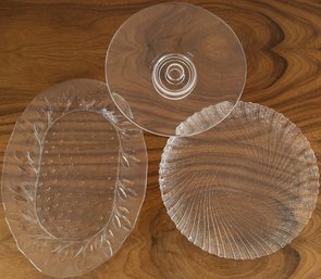 Clear Glass Serving Plates With Glass Cake Stand (K73.K5)