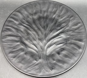 Lalique 'Algues' (Tree Of Life) Collectible Black Glass Crystal Charger Plate (K91.P3)