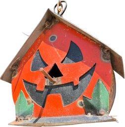 Metal Jack-o'-lantern Birdhouse - (B105)