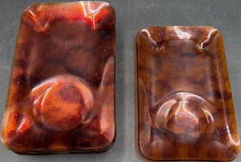 1970s Faux Tortoiseshell Lucite Appetizer Plates/trays Set Of 12 (K96.P3)