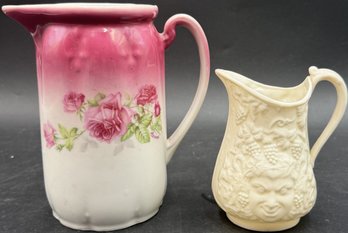 2 Vintage Porcelain Pitchers: 1 From Bavaria & 1 From Ireland (K113.K1R)