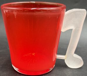 Vintage Art Glass Mug With Musical Note Shaped Handle Dated 1976 (K183.DC)