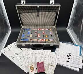 24 Vintage VUL Bridge Dealer Card Holders With Cards & Score Sheets In Case (M124.K11)