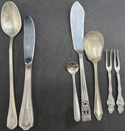 Sterling Silver Spoon & Knife With Various Silverplated Flatware (K191.DC)