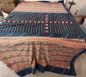 Large Denim & Light Canvas 'blanket' / Likely Used As A Couch Cover (K214.B1C)