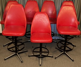 Set Of 7 - Mid-Century Modern Swivel Barstools (B130)(BT)
