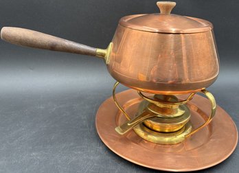 Vintage Copper & Brass Fondue Set With Burner & Plate (M43.DR1)