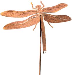 Rust Metal Dragonfly Yard Stakes  - (B215)(G)