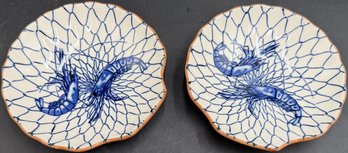 2 Shallow Ceramic Bowls Featuring Crawdads Made In Japan (K244.K8)