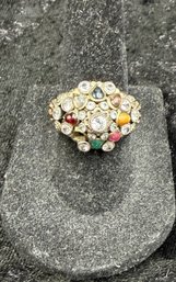 Very Old Multi Stone 14k Gold Ring With Diamonds (K293.B1C)