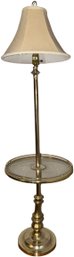 Vintage Mid-Century Brass Floor Lamp With An Integrated Glass Tray Table - (B82)(B1)