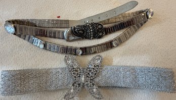 Vintage Jose Costel Belt With Eagle Head Buckle & Butterfly Rhinestone Belt (K308.B1C)
