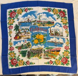 1950's Souvenir Silk Scarf Of 'California The Golden State' (K316.B1C)