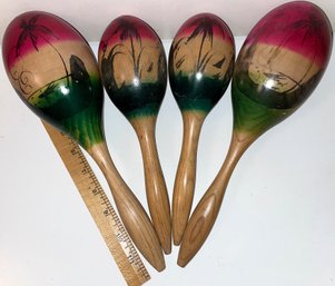 Vintage Carved Painted Maracas - (UC)