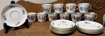 Signed/Numbered 1930's Royal Coppenhagen Porcelain Teacups & Saucers (K343.B1C)
