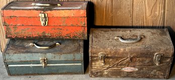 3 Vintage Metal Toolboxes - (SA2)
