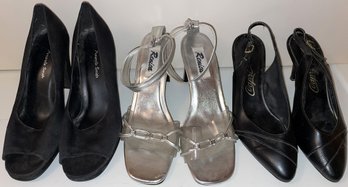 3 Pairs Women's Pumps Both Black Size 8 - (UD3)