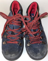 Child's Cherokee Blue Leather Hiking Boots With Red Aces - (U3)