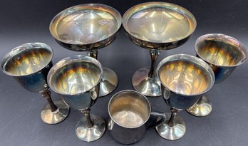 Bridalane (Spain) Silver Plated Stemware & Vintage Child's Mug (M20.K5)
