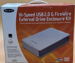 Vintage Belkin Hi-Speed USB 2.0 & FireWire External Drive Enclosure Kit New In Box - (B157)(D)