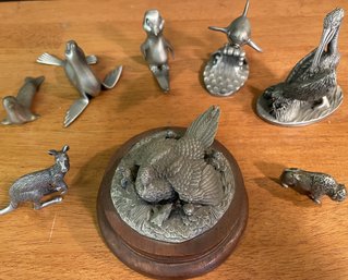 8 Pewter Animal Figurines - (S1C)