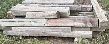 Vintage Stacked Pile Of Weathered Landscaping Timbers And Railroad Ties - (B91)(OS)