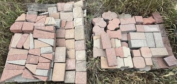 Over 100 Assorted Concrete Interlocking Pavers And Retaining Wall Blocks - (B95)(OS)