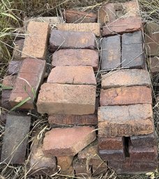 Over 40 Stack Of Weathered Reclaimed Antique Clay Bricks - (B97)(OS)
