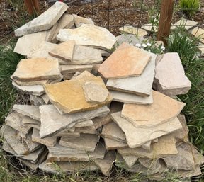 Over 55 Large Stack Of Premium Buff And Gold Natural Quartzitic Sandstone Flagstone - (B99)(OS)