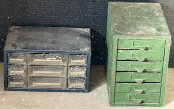 Lot Of 2 Multi Drawer Hardware Storage Cabinets With Assorted Tools   - (B459) (GS)