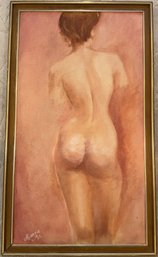 Vintage Framed Oil Painting Of A Female Nude Figure Signed 'Maria '62' - (B79)(LC)
