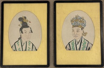 2 Antique Qing Dynasty Chinese Paintings - (B94)(LC)