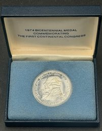 1974 US Mint John Adams Bicentennial Sterling Silver Proof Medal 1oz W/ Box  (J2)