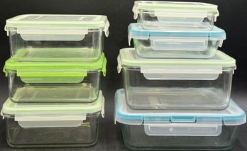 Lot Of 7 Set Glass Food Storage Conatiners - (B232)(K6)