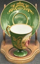 19th Century Limoges French Porcelain Demitasse Cup And Saucer Set - (B321)(B1C))